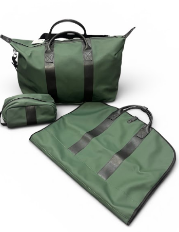 Hunter Green Hudson Travel Set - duffel bag, toiletry bag, and garment bag, monogrammed corporate gift for him, nationwide delivery from New York City and Long Island gift store