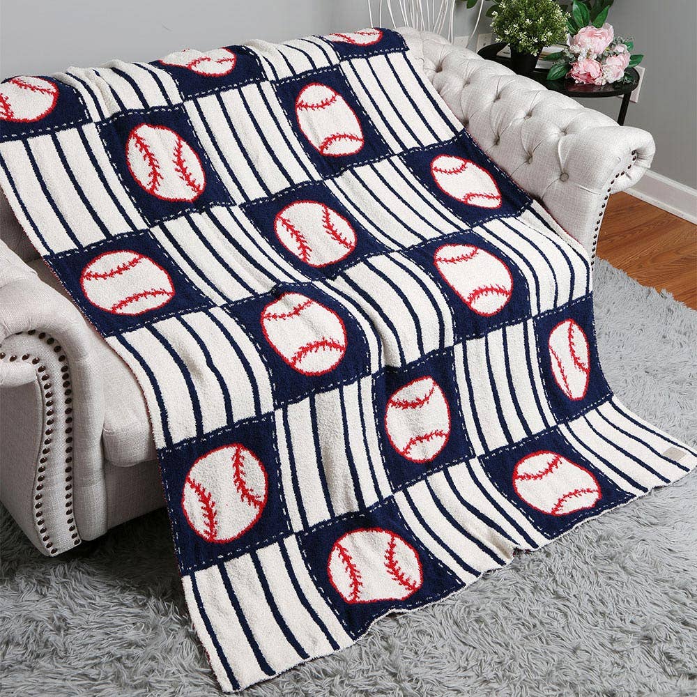 Baseball Patterned Reversible Throw Blanket - 50 x 60