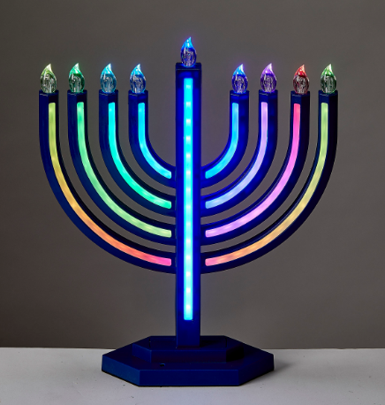 multicolor menorah for chanukah