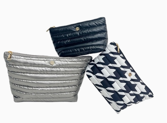 Lemonbella Allie Trio set of 3 quilted puffer cosmetic pouches - lightweight travel organizer bag, Mother's Day and corporate gift, nationwide delivery | The Pampered Professional