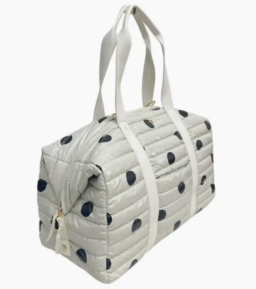 Lemonbella Cassie Polka Dot Puffer Duffel - Quilted Weekender Travel Bag | Corporate Gift for Women | Nationwide Delivery