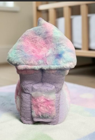 Lavender tie dye hooded towel for newborns and toddlers - a one-of-a-kind baby shower gift delivered throughout NYC and across the US