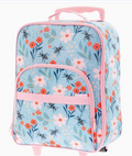 Flowers and bees kids rolling luggage with pink trim - personalized children's suitcase, The Pampered Professional, NYC gift store, nationwide delivery