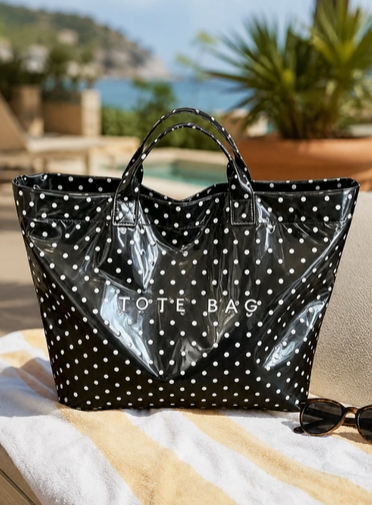 Glossy Tote Vinyl Bag Jeweled