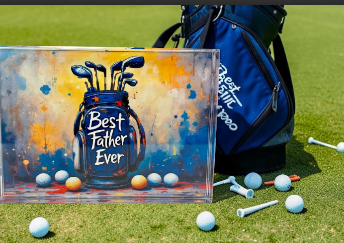 Golf Bag Crystal Paperweight Desk Decor - premium sport gift for golfers, Father's Day and birthday gift for him, nationwide delivery | The Pampered Professional