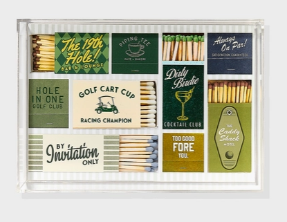 Small golf matchbook acrylic tray without handles, 6.5 x 9.5 inches, stylish desk organizer gift for golf lovers