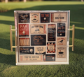 Acrylic tray with gold handles featuring a vintage golf slogan collage - phrases like Tee Time, Golf Club, Par, Fairway Finds, and Always Down For 18 - golf gift tray from The Pampered Professional, Long Island NYC, nationwide delivery
