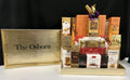 Custom corporate logo branded gift with a personalized tray, bookshelf stacking game and assorted gourmet foods, ideal for new-client gifts and holiday gifting in NYC with nationwide delivery