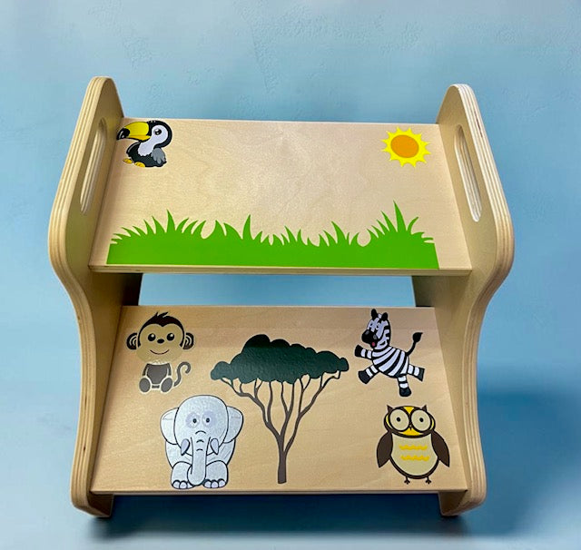 Safari jungle step stool for toddlers - personalized new baby corporate and birthday gift - NYC and nationwide delivery - The Pampered Professional