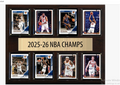 New York Knicks 2025-26 NBA Champions premium wood plaque with 8 licensed trading cards featuring Brunson, Towns, Anunoby, Bridges, Hart, Robinson, McBride, and Kolek - fan cave gift, New York City, nationwide delivery