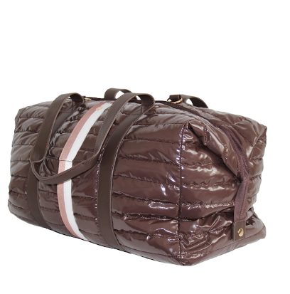 Cocoa Lemonbella Cassie puffer weekender duffel - quilted metallic shimmer, overnight travel bag, corporate gift for women, nationwide delivery