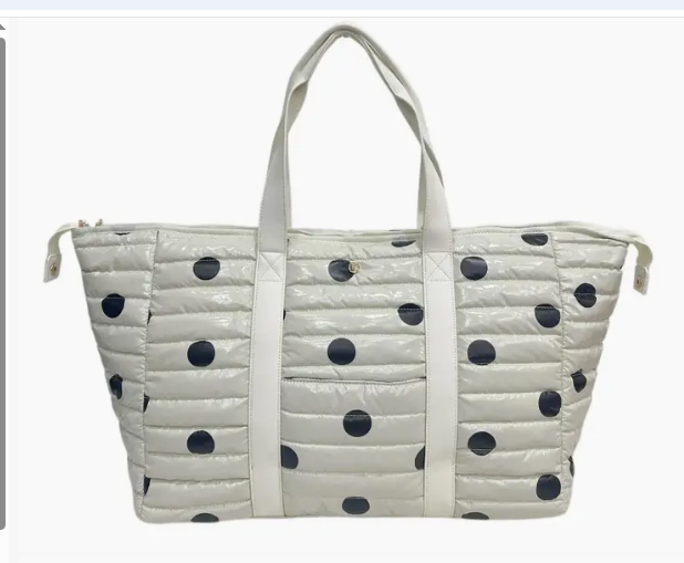 Lemonbella Cassie Polka Dot Puffer Duffel - Quilted Weekender Travel Bag | Corporate Gift for Women | Nationwide Delivery
