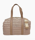 Fawn Lemonbella Cassie Weekender Puffer Duffel - warm neutral quilted travel bag with luggage strap, zip pockets and crossbody strap - gift for her, corporate gift, Long Island NYC gift store, nationwide delivery

