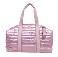 Pink Lemonbella Cassie quilted weekender duffel - zip pockets, luggage strap, bridal shower gift, holiday gift for women, New York City