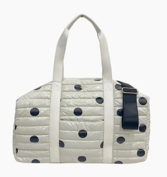 Lemonbella Cassie Polka Dot Puffer Duffel - Quilted Weekender Travel Bag | Corporate Gift for Women | Nationwide Delivery