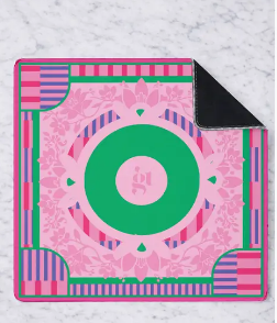 Non-Slip Mahjong Tile Mat - Pink & Green Stripes