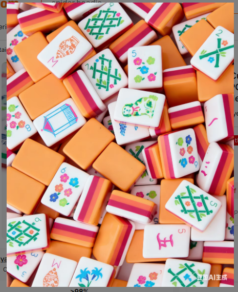 Orange Pink Gradient Acrylic Mahjong Tile Set close-up - vibrant orange and pink striped tiles with floral bamboo and character suit designs - luxury mahjong gift - Corey Paige, Bespoke Mahjong, My Fair Mahjong, Oh My Mahjong style - NYC nationwide delivery

