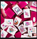 Hot Pink Candy Acrylic Mahjong Tile Set - hot pink racks with whimsical candy, poodle, star, and moon joker tiles - fun mahjong gift for her, Corey Paige, Bespoke Mahjong, My Fair Mahjong, Oh My Mahjong, NYC gift shop