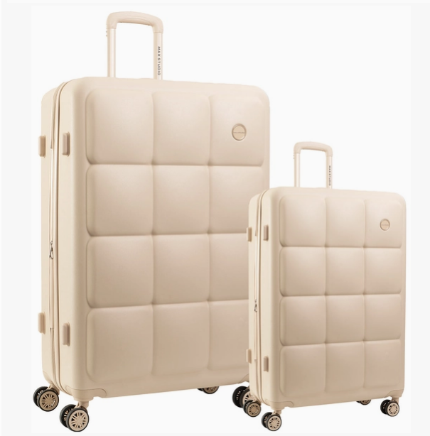 Max Studio hard sided blonde luggage set on wheels - durable ABS hardshell spinner suitcase - gifts for colleagues, family, and friends - nationwide delivery from NYC Long Island gift store