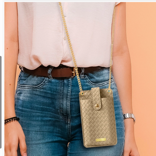 RFID blocking crossbody phone bag in natural - faux leather purse, corporate gift for women, nationwide delivery