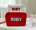 Set of 2 personalized baby pouches for diaper bag and beach bag - monogrammed organizers for rattles, pacifiers, diapers and wipes - new baby gift, New York City and Long Island gift store, nationwide delivery