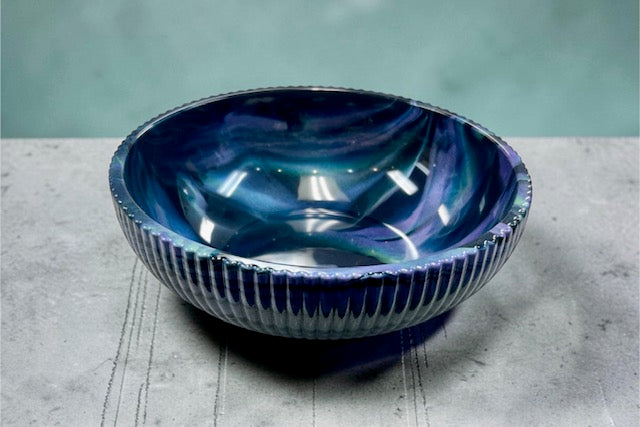 Northern Lights resin salad bowl - artisan home gift for corporate gifting, holidays, and special occasions - nationwide delivery from Long Island gift store