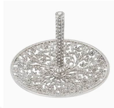 Olivia Riegel Isadora ring holder - silver pewter with crystals and faux pearls - bride gift, bridal shower, engagement gift, wedding gift for women - nationwide delivery