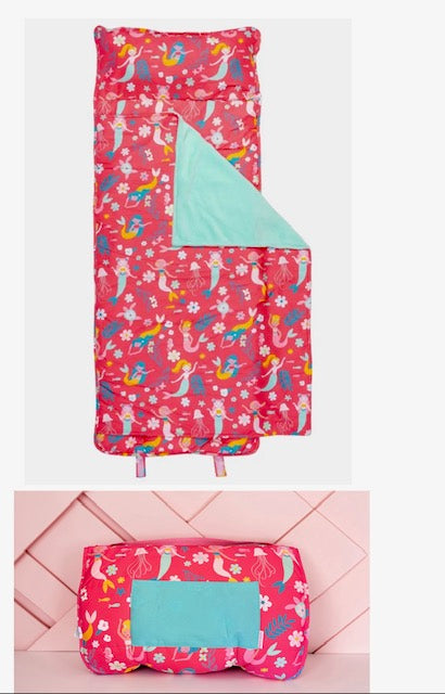 Personalized mermaid kids nap mat with built-in pillow and blanket - custom name gift for girls, preschool & daycare - nationwide delivery from The Pampered Professional, Long Island NY