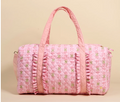 pink quilted floral ruffle weekender duffle bag with crossbody strap - luxury gift for birthdays, Mother's Day, and holidays - nationwide delivery from NYC Long Island gift store