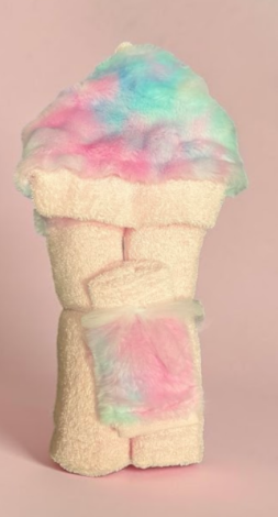 Pink tie dye hooded baby towel - a unique new baby or toddler gift, shipped nationwide from New York