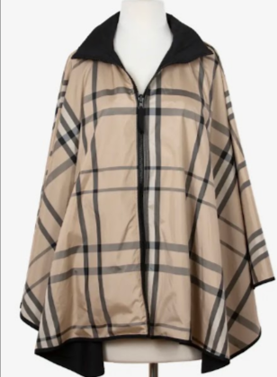 Black and Plaid Reversible Rain Poncho - SPORTYRAP Water-Repellent Travel Wrap | The Pampered Professional, NYC