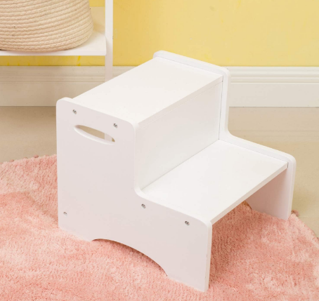 Unfinished white wood step stool for kids - personalized toddler step stool base before custom painting - The Pampered Professional