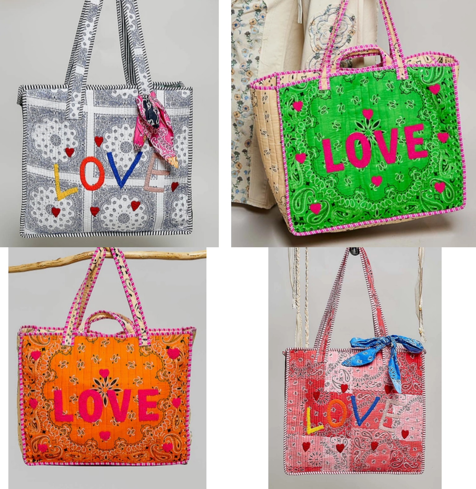LOVE Bandana Quilted Tote Bag