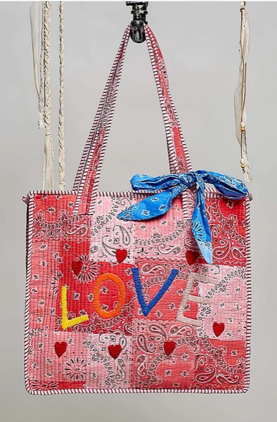 LOVE Bandana Quilted Tote Bag