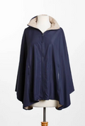 Navy and Camel Reversible Rain Poncho - SPORTYRAP Water-Repellent Travel Wrap | The Pampered Professional, NYC