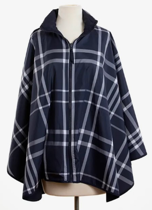 Navy Plaid Reversible Rainrap Poncho - Packable Corporate Gift for Women | Nationwide Delivery