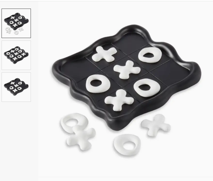 Black and white resin tic-tac-toe set - decorative game gift for all occasions - home decor - birthday and housewarming - NYC and nationwide delivery - The Pampered Professional