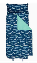 Personalized sharks kids nap mat with built-in pillow and blanket - custom name gift for kids, preschool & daycare - nationwide delivery from The Pampered Professional, Long Island NY