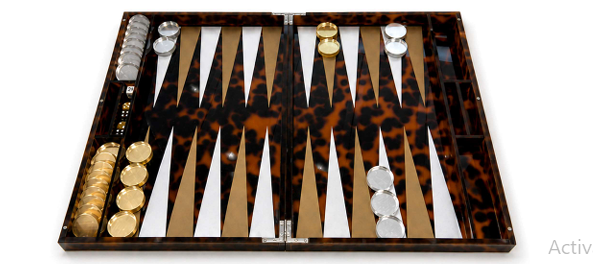 Tortoise shell and gold acrylic backgammon set 18 inch - luxury corporate gift, personalized backgammon board, birthday gift, anniversary gift, holiday gift, Christmas gift, Hanukkah gift, housewarming gift, Father's Day, Mother's Day, graduation gift, Bar Mitzvah gift, staff appreciation, client gift, executive gift, gift for him, gift for her, home office game room decor, New York City gift store, nationwide delivery, The Pampered Professional