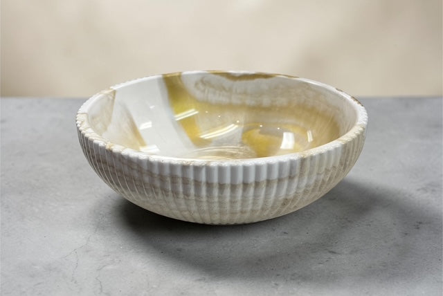 White and gold resin salad bowl - elegant corporate gift for birthdays, Mother's Day, and thank you occasions - Long Island gift store
